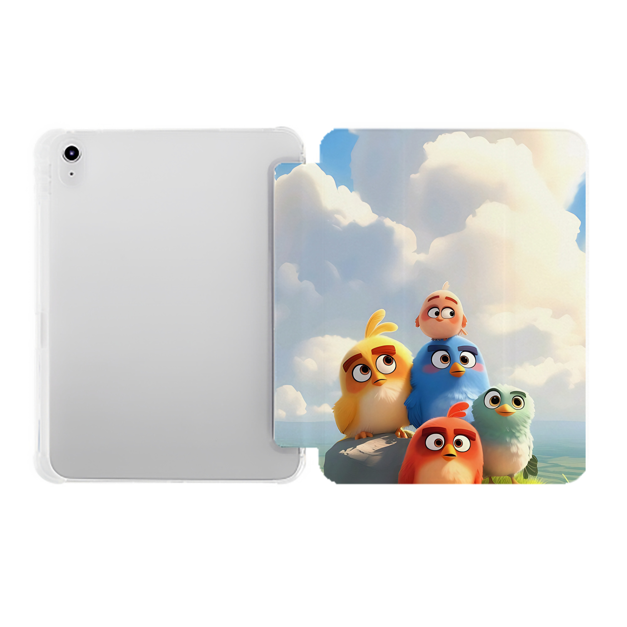 （画像用） Angry Birds アングリーバード IPad ケース ペン収納付き 三つ折りスタンド PUレザー×シリコン 対応機種9.5/10.5/10.9インチ